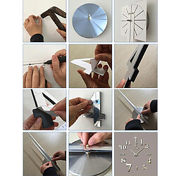 Yonis Horloge Murale 3D Moderne DIY Argentée pas cher