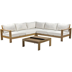 DCB Garden Salon de jardin d'angle 5 places en aluminium effet bois Majorque.