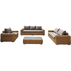 PARIS GARDEN Salon bas de jardin 6 places en résine tressée ronde Borabora.