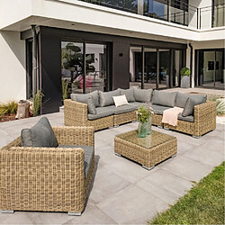 PARIS GARDEN Salon de jardin modulable 6 places en résine tressée Montmartre.