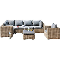 PARIS GARDEN Salon de jardin modulable 6 places en résine tressée Montmartre.