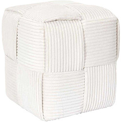 The Home Deco Factory Pouf en tissu côtelé tressé Scott beige.