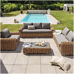 PARIS GARDEN Salon bas de jardin 6 places en résine tressée ronde Borabora.