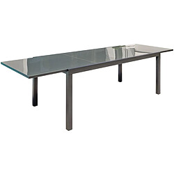 DCB Garden Table de jardin en aluminium et plateau verre avec rallonge intégrée Tolede Plateau réglable de 200 à 300 cm - plateau en céramique.