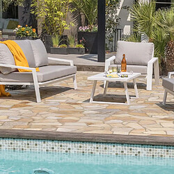 PARIS GARDEN Salon de jardin bas 5 places en aluminium Ibiza Blanc.