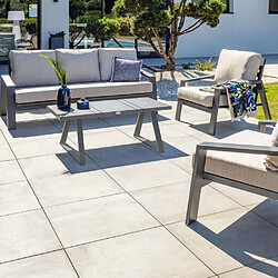 PARIS GARDEN Salon de jardin bas 5 places en aluminium Ibiza gris anthracite.