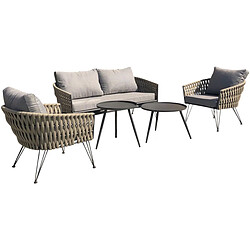 Dcb garden salon de jardin bas 4 places - Gris anthracite
