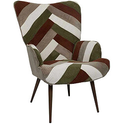 The Home Deco Factory Fauteuil en tissu côtelé patchwork Scott.