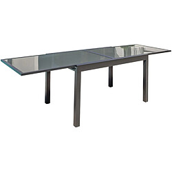 DCB Garden Table de jardin en aluminium et plateau verre avec rallonge intégrée Tolede Plateau réglable de 135 à 270 cm.