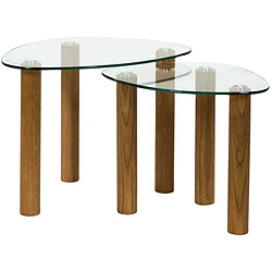The Home Deco Factory Table gigogne galet en verre trempé Clara (Lot de 2).