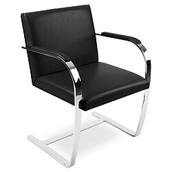 ICONIK INTERIOR Chaise de bureau avec accoudoirs - Chaise de bureau tapissée en simili cuir - Brama Noir