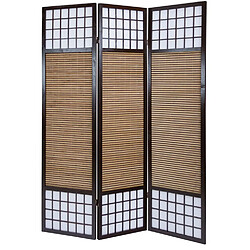 Homestyle4U Paravent bois brun en bambou 3 pièces 200cmx130