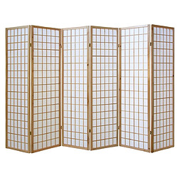 Homestyle4U Paravent japonais bois naturel 6 parties