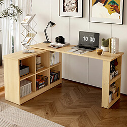 Roomfitters Bureau multifonction avec armoire de rangement, panneau perforé, plateau large et design modulable, structure ultra résistante, Naturel