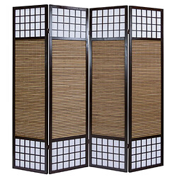 Homestyle4U Paravent bois brun bambou 4 pièces 200cmx172