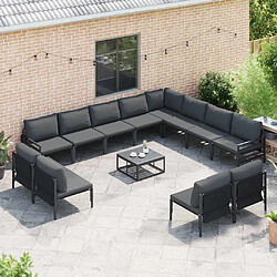 Avis vidaXL Ensemble de canapé de jardin avec coussin 12 pcs Noir Acier