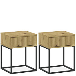 Konsimo table de chevet 2 tiroirs - Chêne