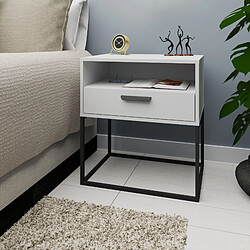 Konsimo Table de chevet métal - Blanc