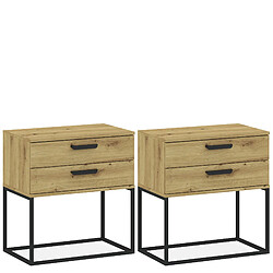 Konsimo Lot de 2 tables de chevet - Chêne