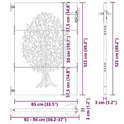 vidaXL Porte de Jardin Noir 85 x 125 cm Acier peint par poudre pas cher