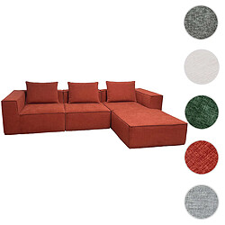 Mendler Ensemble canapé HWC-O54, canapé modulable avec ottomane, tissu/textile 63x270x190cm ~ terracotta