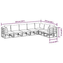 vidaXL Ensemble de canapé de jardin avec coussin 7 pcs Noir Aluminium pas cher