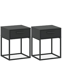 Konsimo lot de 2 tables de chevet Rectus - Anthracite