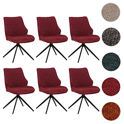 Mendler Lot de 6 chaises de salle à manger HWC-O48, chaise de cuisine, pivotante Auto-Return, tissu/textile chenille (320g/m²) Oeko-Tex ~ bordeaux