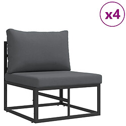 Acheter vidaXL Ensemble de canapé de jardin avec coussin 7 pcs Noir Aluminium