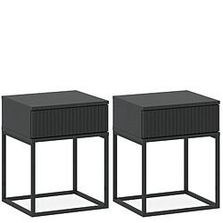 Konsimo Lot de 2 tables de chevet Rectus - Anthracite