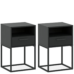 Konsimo Lot de 2 tables de chevet - Anthracite