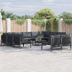vidaXL Ensemble de canapé de jardin avec coussin 11 pcs Noir Acier