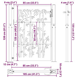 vidaXL Porte de Jardin Noir 110 x 130 cm Acier enduit de poudre pas cher