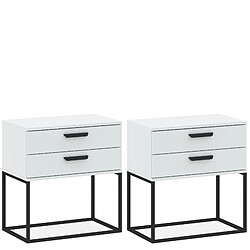 Konsimo Table de chevet lot de 2 - Blanc