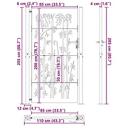 vidaXL Porte de Jardin Noir 110 x 205 cm Acier enduit de poudre pas cher