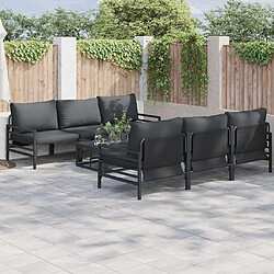 vidaXL Ensemble de canapé de jardin avec coussin 7 pcs Noir Acier
