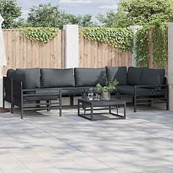 vidaXL Ensemble de canapé de jardin avec coussin 6 pcs Noir Acier
