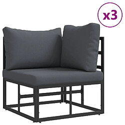 Avis vidaXL Ensemble de canapé de jardin avec coussin 7 pcs Noir Aluminium