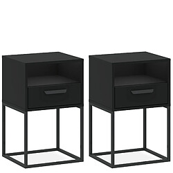 Konsimo Lot de 2 tables de chevet - Noir