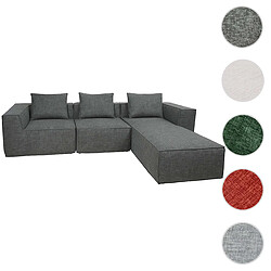 Mendler Ensemble canapé HWC-O54, canapé modulable avec pouf, tissu/textile 63x270x190cm ~ gris foncé