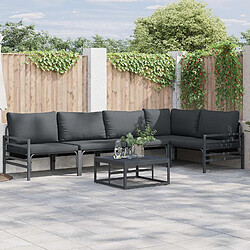 vidaXL Ensemble de canapé de jardin avec coussin 6 pcs Noir Acier