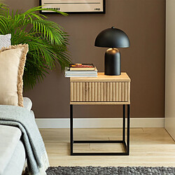 Konsimo table de chevet 2 tiroirs - Chêne