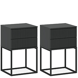 Konsimo Lot de 2 tables de chevet - Anthracite