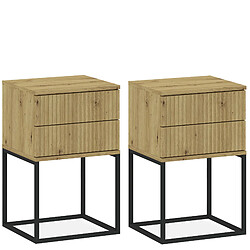 Konsimo Table de chevet lot de 2 - Chêne