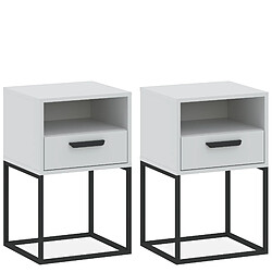 Konsimo Table de chevet métal - Blanc