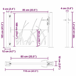 vidaXL Porte de Jardin Noir 110 x 105 cm Acier peint par poudre pas cher