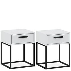 Konsimo table de chevet Rectus lot de 2 - Blanc
