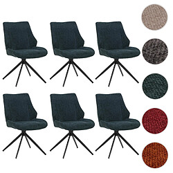 Mendler Lot de 6 chaises de salle à manger HWC-O48, chaise de cuisine, pivotante Auto-Return, tissu/textile chenille (320g/m²) Öko-Tex ~ pétrole-vert