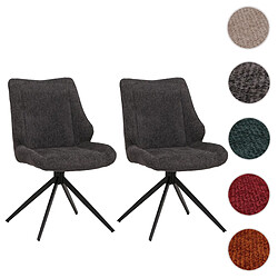 Mendler Lot de 2 chaises de salle à manger HWC-O48, chaise de cuisine, pivotante Auto-Return, tissu/textile chenille (320g/m²) Oeko-Tex ~ gris