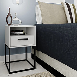 Konsimo Table de chevet métal - Blanc